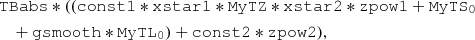 $$ \begin{aligned}&\mathtt{TBabs*((const1*xstar1*MyTZ*xstar2*zpow1}+\mathtt{MyTS_0}\nonumber \\&\quad + \mathtt{gsmooth*MyTL_0)}+\mathtt{const2*zpow2)}, \end{aligned} $$