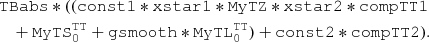 $$ \begin{aligned}&\mathtt{TBabs*((const1*xstar1*MyTZ*xstar2*compTT1}\nonumber \\&\quad +\mathtt{MyTS^{TT}_0} + \mathtt{gsmooth*MyTL^{TT}_0)}+\mathtt{const2*compTT2).} \end{aligned} $$
