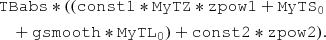 $$ \begin{aligned}&\mathtt{TBabs*((const1*MyTZ*zpow1}+\mathtt{MyTS_0}\nonumber \\&\quad +\mathtt{gsmooth*MyTL_0)} +\mathtt{const2*zpow2)}. \end{aligned} $$