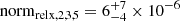 $ \mathrm{norm}_{\mathrm{relx,2,3,5}}=6^{+7}_{-4}\times10^{-6} $