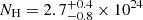 $ N_{\mathrm{H}}=2.7^{+0.4}_{-0.8}\times10^{24} $