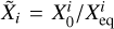 ${\tilde X_i} = {{X_{\rm{0}}^i} \mathord{\left/{\vphantom {{X_{\rm{0}}^i} {X_{{\rm{eq}}}^i}}} \right.\kern-\nulldelimiterspace} {X_{{\rm{eq}}}^i}}$