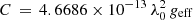 $ C\,=\,4.6686\times10^{-13}\,\lambda_{0}^{2}\,g_{\mathrm{eff}} $