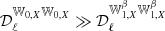 $ \mathcal{D}_\ell^{{\mathbb{W}}_{0,X}{\mathbb{W}}_{0,X}} \gg \mathcal{D}_\ell^{{\mathbb{W}}_{1,X}^\beta{\mathbb{W}}_{1,X}^\beta} $