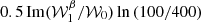 $ 0.5\,{\rm Im}(\mathcal{W}^\beta_1/\mathcal{W}_0)\ln\left(100/400\right) $