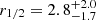 $ r_{1/2} = 2.8^{+2.0}_{-1.7} $