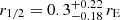 $ r_{1/2} = 0.3^{+0.22}_{-0.18} \, r_{\mathrm{E}} $
