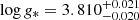 $ \log{g_*}=3.810^{+0.021}_{-0.020} $