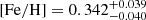 $ \mathrm{[Fe/H]}=0.342^{+0.039}_{-0.040} $
