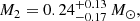 $$ \begin{aligned} M_2 = 0.24^{+0.13}_{-0.17}\,M_\odot , \end{aligned} $$