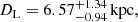 $$ \begin{aligned} D_{\rm L} = 6.57^{+1.34}_{-0.94}\,\mathrm{kpc}, \end{aligned} $$