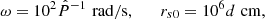 $$ \begin{aligned} \omega =10^2{\hat{P}}^{-1}\,\,\mathrm{rad}/\mathrm{s},\qquad r_{s0}=10^6 d\,\,\mathrm{cm}, \end{aligned} $$