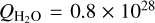 ${Q_{{{\rm{H}}_{\rm{2}}}{\rm{O}}}} = 0.8 \times {10^{28}}$