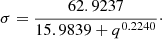 $$ \begin{aligned} \sigma&= \frac{62.9237}{15.9839 + q^{0.2240}}\cdot \end{aligned} $$
