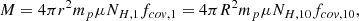 $$ \begin{aligned} M = 4 \pi r^2 m_p \mu N_{H, 1} f_{cov, 1} = 4 \pi R^2 m_p \mu N_{H, 10} f_{cov, 10}, \end{aligned} $$