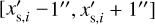 $\left[ {x_{{\rm{s}},i}^{^\prime } - 1'',x_{{\rm{s}},i}^{^\prime } + 1''} \right]$