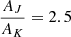 $ \frac{A_J}{A_K} = 2.5 $