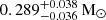 $ 0.289^{+0.038}_{-0.036}\,\rm M_\odot $