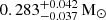 $ 0.283^{+0.042}_{-0.037}\,\rm M_\odot $