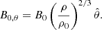 $$ \begin{aligned}&B_{0,\theta } = B_0 \left(\frac{\rho }{\rho _0}\right)^{2/3} \hat{\theta }. \end{aligned} $$