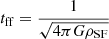$ t_{\mathrm{ff}}=\frac{1}{\sqrt{4 \pi G \rho_{\mathrm{SF}}}} $
