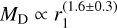 ${M_{\rm{D}}} \propto r_1^{\left( {1.6 \pm 0.3} \right)}$