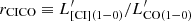 $ r_{\rm CICO}\equiv L^\prime_{\rm [CI](1-0)}/L^\prime_{\rm CO(1-0)} $