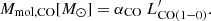 $$ \begin{aligned} M_{\rm mol,CO} [{M}_{\odot }] = \alpha _{\rm CO}~L^{\prime }_{\rm CO(1-0)}. \end{aligned} $$
