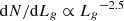 $ \mathrm{d}N/\mathrm{d}L_{g} \propto {L_{g}}^{-2.5} $
