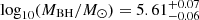 $ {\log_{10}({M_{\mathrm{BH}}/M_{\odot}}) = 5.61^{+0.07}_{-0.06}} $
