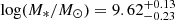 $ {\log (M_*/M_\odot) = 9.62^{+0.13}_{-0.23}} $
