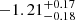 $ {-1.21^{+0.17}_{-0.18}} $