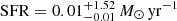 $ \mathrm{SFR}=0.01^{+1.52}_{-0.01}\,{{M}_{\odot}}\,\mathrm{yr}^{-1} $