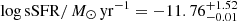 $ {\log \mathrm{sSFR}/\,{{M}_{\odot}}\,\mathrm{yr}^{-1}}=-11.76^{+1.52}_{-0.01} $