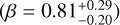 $\left( {\beta = 0.81_{ - 0.20}^{ + 0.29}} \right)$