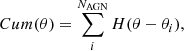$$ \begin{aligned} Cum(\theta ) = \sum _{i}^{N_{\rm AGN}} H(\theta -\theta _i), \end{aligned} $$