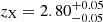 $ z_{\mathrm{X}} = 2.80_{-0.05}^{+0.05} $