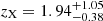 $ z_{\mathrm{X}} = 1.94_{-0.38}^{+1.05} $