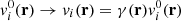 $ \mathit{v}_{i}^{0}({\mathbf{r}})\to v_{i}({\mathbf{r}})=\gamma({\mathbf{r}}) \mathit{v}^{0}_{i}({\mathbf{r}}) $