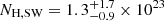 $ N_{\mathrm{H, SW}}=1.3_{-0.9}^{+1.7}\times10^{23} $