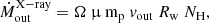 $$ \begin{aligned} \dot{M}_{\rm out}^\mathrm{X-ray}=\Omega ~\upmu ~\mathrm{m}_{\rm p}~{v}_{\rm out}~R_{\rm w}~N_{\mathrm{H}}, \end{aligned} $$