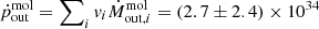 $ \dot p^{\mathrm{mol}}_{\mathrm{out}}=\sum\nolimits_{i} {v}_i\dot{M}^{\mathrm{mol}}_{\mathrm{out},i}=(2.7\pm2.4)\times10^{34} $