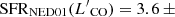 $ \mathrm{SFR}_{\mathrm{NED01}}({L^\prime}_{\mathrm{CO}})=3.6\,{\pm} $