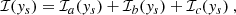 $$ \begin{aligned} \mathcal{I} ({ y}_s) = \mathcal{I} _a({ y}_s) + \mathcal{I} _b({ y}_s) + \mathcal{I} _c({ y}_s)~, \end{aligned} $$