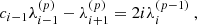 $$ \begin{aligned} c_{i-1} \lambda _{i-1}^{(p)} - \lambda _{i+1}^{(p)} = 2i\lambda _i^{(p-1)}~, \end{aligned} $$