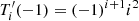 $ T^\prime_i(-1) = (-1)^{i+1} i^2 $
