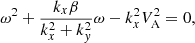 $$ \begin{aligned} \omega ^{2} + \frac{k_{x}\beta }{k_{x}^{2} + k_{{ y}}^{2}} \omega - k_{x}^{2} V_{\text{A}}^{2} = 0, \end{aligned} $$