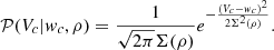 $$ \begin{aligned} {\mathcal{P} } (V_c| { w}_c, \rho ) = \frac{1}{\sqrt{2\pi }\Sigma (\rho )}e^{-\frac{(V_c-{ w}_c)^2}{2\Sigma ^2(\rho )}}. \end{aligned} $$