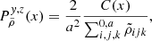 $$ \begin{aligned} P^{y,z}_{\tilde{\rho }}(x) = \frac{2}{a^2}\frac{C(x)}{ \sum _{i,j,k}^{0,a}\tilde{\rho }_{ijk}} , \end{aligned} $$