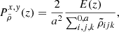 $$ \begin{aligned} P^{x,y}_{\tilde{\rho }}(z) = \frac{2}{a^2}\frac{E(z)}{ \sum _{i,j,k}^{0,a}\tilde{\rho }_{ijk}}, \end{aligned} $$